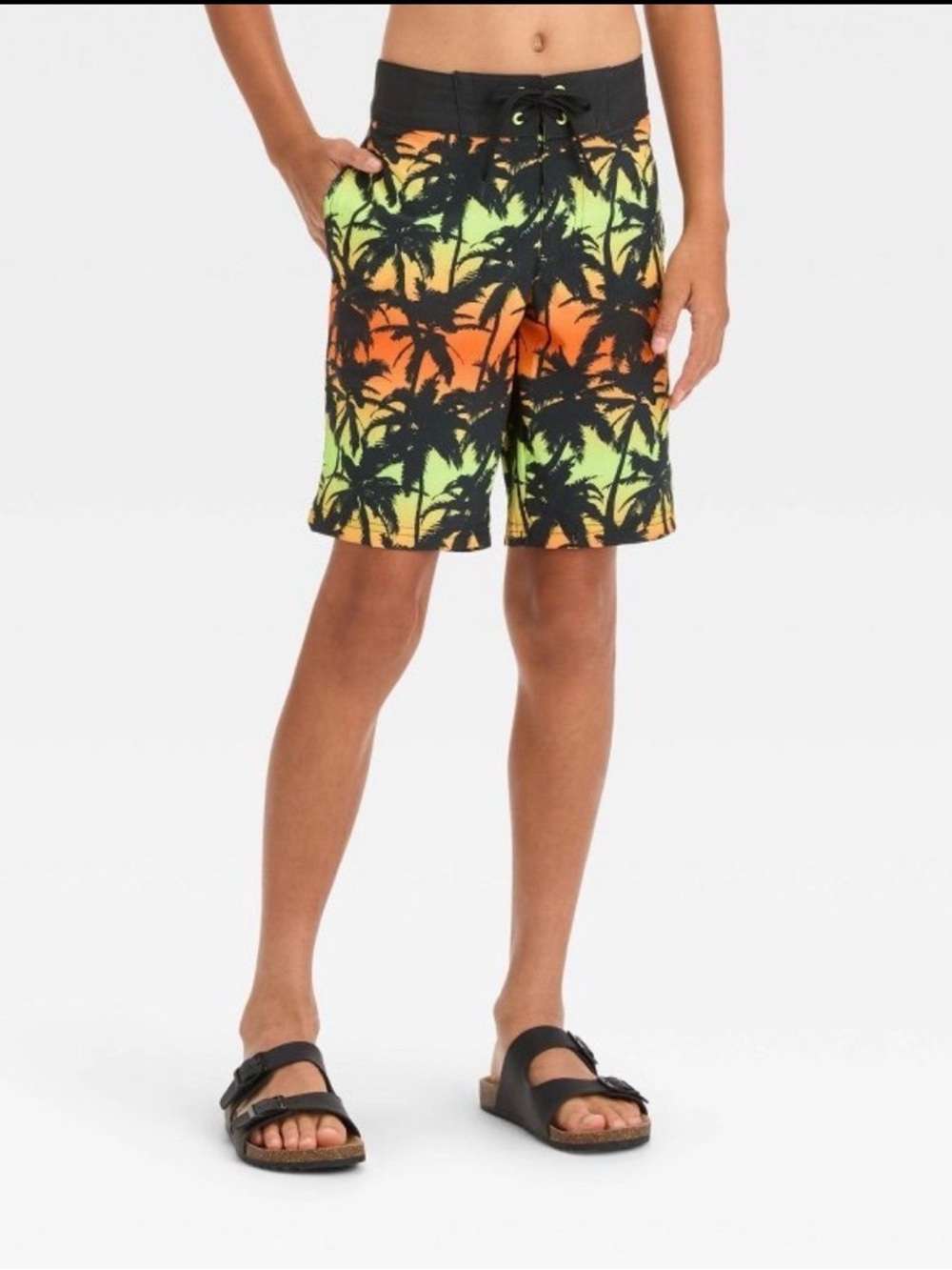 NWT Boys ombre palm leaf printed Lined swim trunks - Art class 14